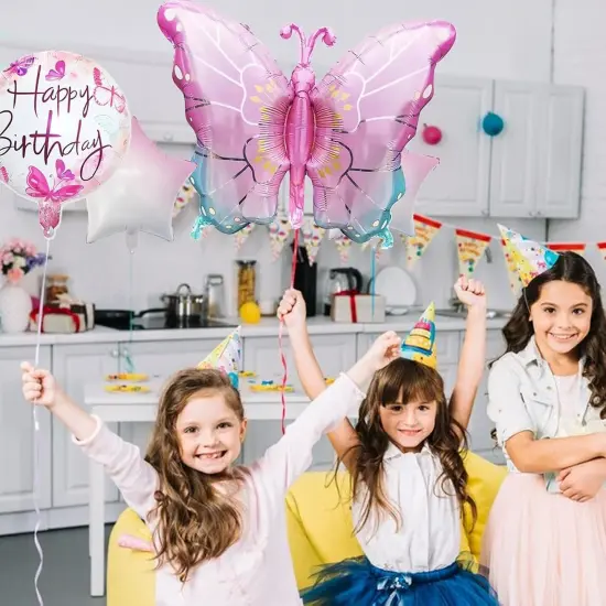 5 Pcs Butterfly Foil Balloons Butterfly Themed Birthday Party Supplies for Baby Shower Wedding Birthday Party Decorations {3}