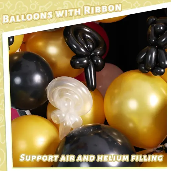 110PCS Gold Latex Balloons, 12 Inch Metallic Helium Round Balloons Party Balloons with Ribbon {3}