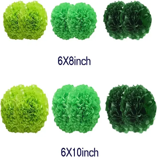 12pcs 8in 10in Green Paper Pom Poms Tissue Paper Flower Hanging Paper Flower Balls Wedding Party Flower Decorations DIY Art Craft Blooms for Birthday Baby Shower Nursery Decor {5}