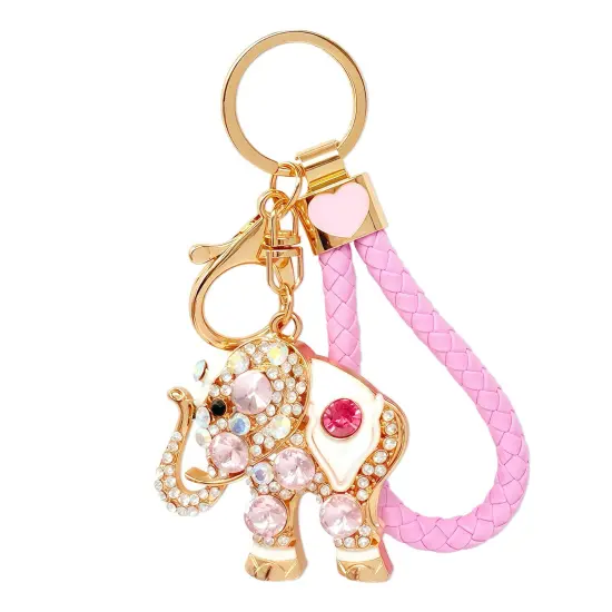 Wrapables Crystal Bling Keychain, Keyring Purse Handbag Pendant Charm, Pink Elephant {1}
