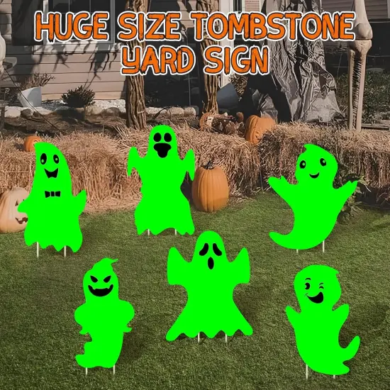 6PCS Scary Ghost Halloween Yard Sign Decorations for Yard Lawn Waterproof {3}