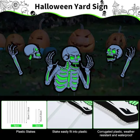 5 Pieces Halloween Yard Signs Outdoor Decorations Fluorescent Halloween {4}