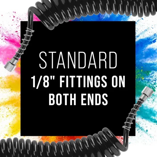 Premium 10 Foot Recoiling Airbrush Hose - Standard 1/8" BSP Air Brush Hose Adapter Fitting Connectors on Both Ends {5}