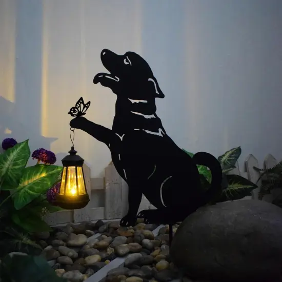 Outdoor Garden Decor, Black Cat Figurine Stake with Butterfly (Cat) {3}