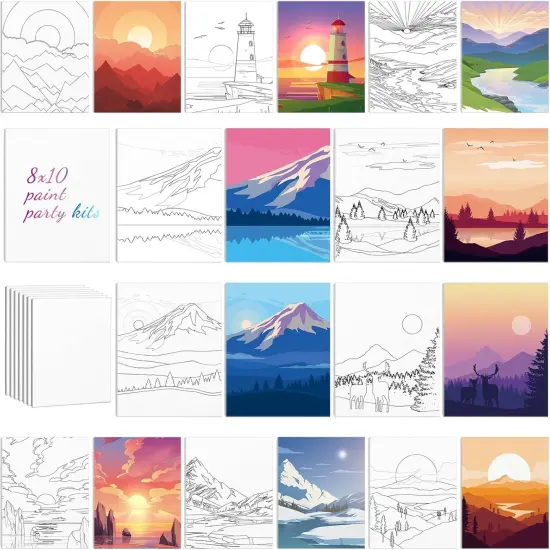 8x10 Inch - 0 Pcs Landscape Pre Drawn Canvas for Painting {1}