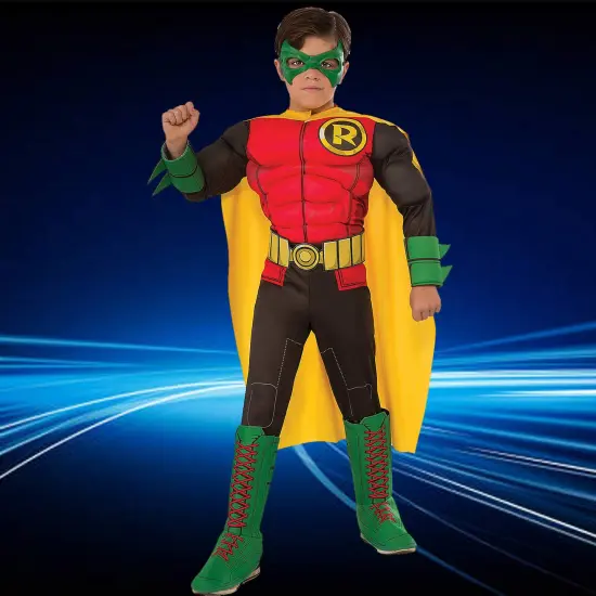Robin Muscle Chest Child Costume with Mask and Cape for Boys {1}
