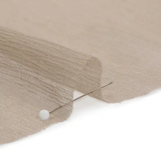 1 Yard Fungi Brown Crinkled Silk Chiffon 43" Wide Silk Premium Sheer Lightweight Fabric {2}