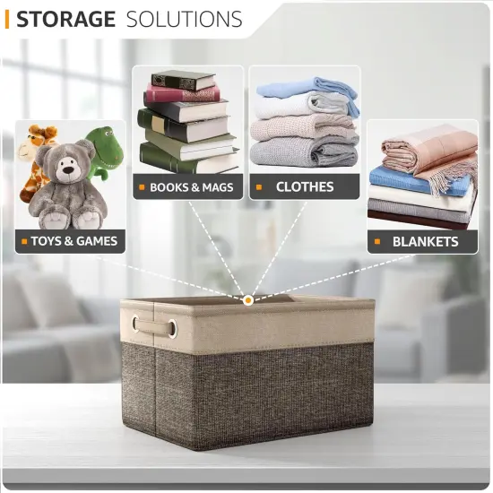 Premium Fabric Storage Cubes 15 Inch- Big Sturdy Collapsible Storage Bins with Dual Handle {5}