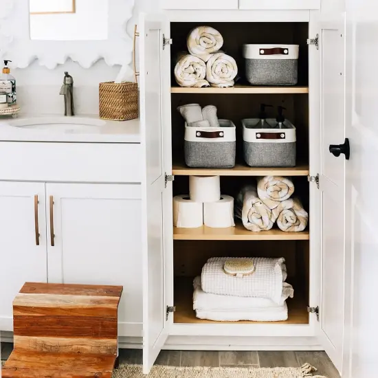 Small Fabric Storage Bins for Shelves 3 Pack, 12x8in Closet Storage Bins for Shelves {5}