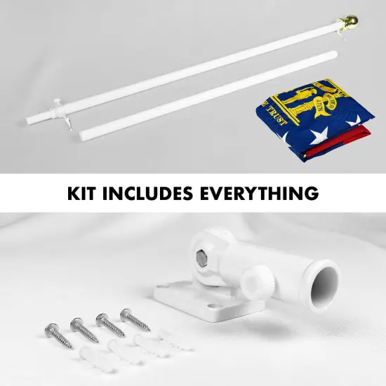 G128 - 6 Feet Tangle Free Spinning Flagpole (White) Georgia Flag Brass Grommets Embroidered 3x5 ft (Flag Included) Aluminum Flag Pole {2}