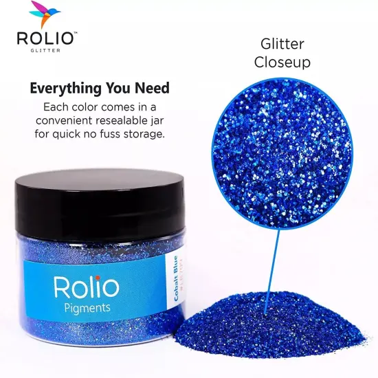 Rolio - 1 Jar Vibrant Holographic Glitter (Cobalt Blue) - 1 oz {2}