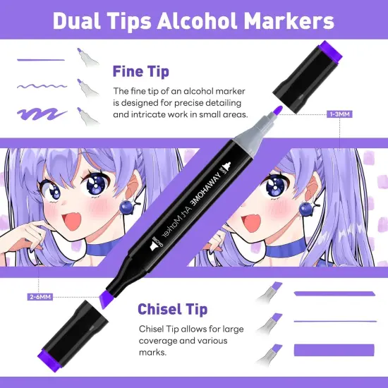 Alcohol Markers Set 120 Colors - Dual Tip {2}