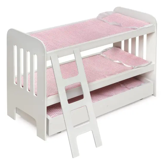 Badger Basket Trundle Doll Bunk Bed with Ladder and Free Personalization Kit - White/Pink {1}