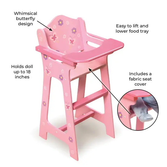 Badger Basket Blossoms and Butterflies Doll High Chair - Pink {3}