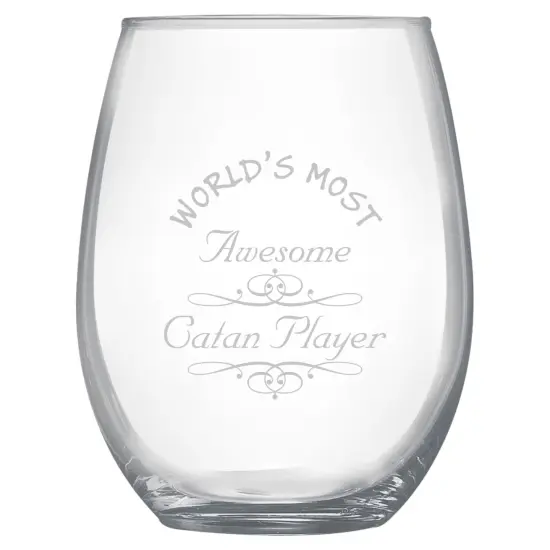 15oz Stemless Wine Glass - Worlds most awesome Catan Player {1}