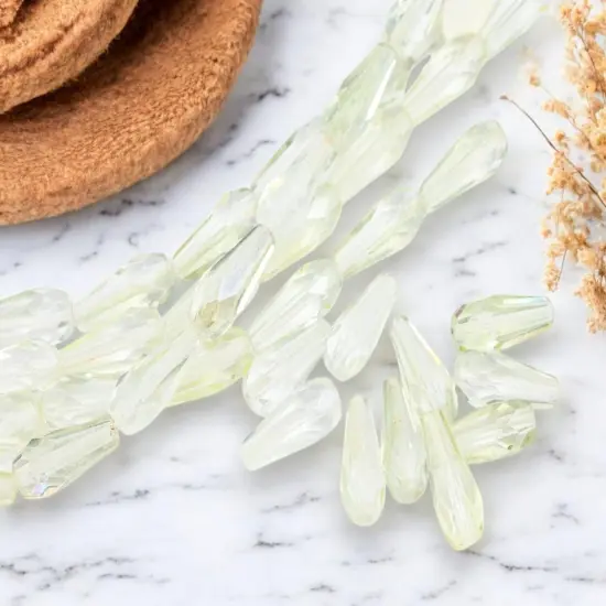 *10* 20x8mm Antique Crystal AB Gemcut Vertical Teardrop Beads {2}