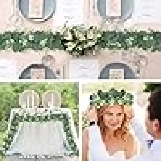 Silver Dollar Eucalyptus Garland with Flowers {6}