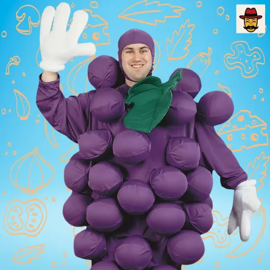 Unisex Purple Grapes Costume Bodysuit Balloon Pockets {6}