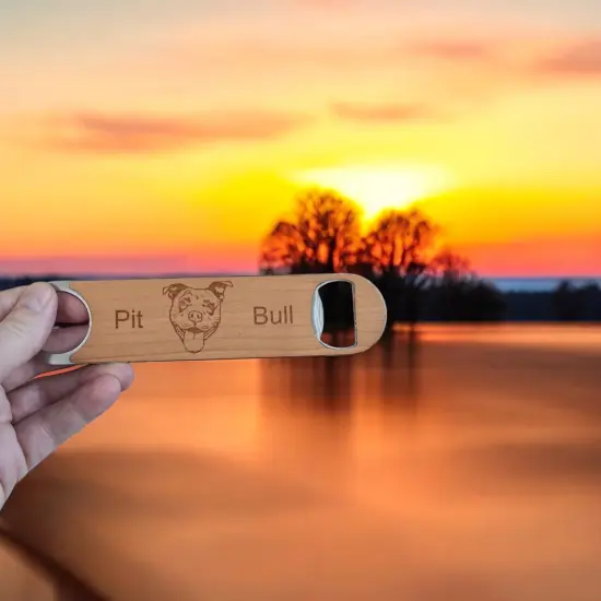 Wooden Bottle Opener - Pit Bull {3}
