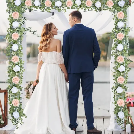 Fake Rose Greenery Floral Vines for Wedding Table Backdrop Party {6}