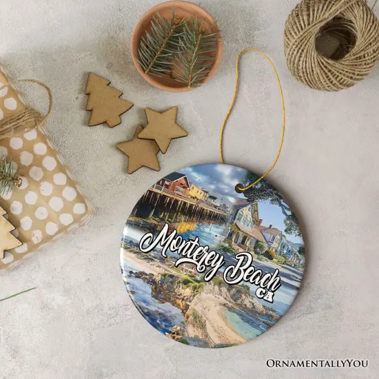 Monterey Beach Artistic Christmas Ornament, California Coastal Marine Life Decoration {2}
