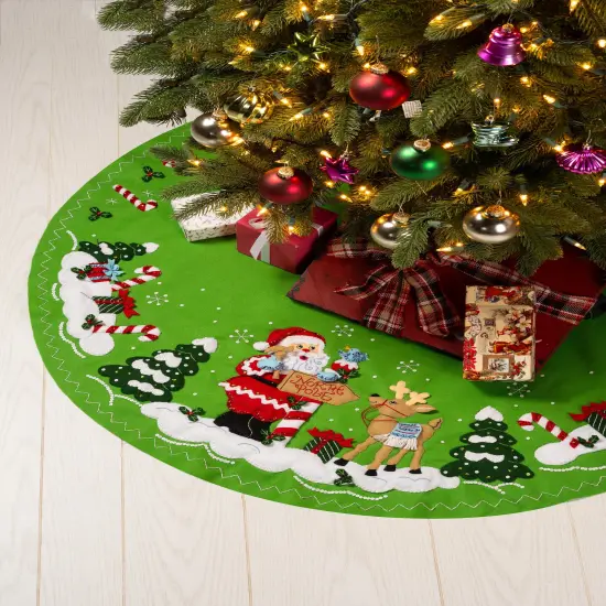 Bucilla Felt Tree Skirt Applique Kit 43" Round-North Pole This Way {3}