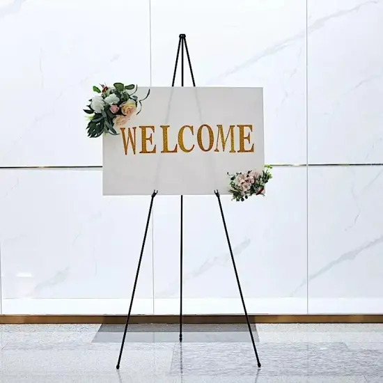 65" tall Black Metal Easel Collapsible Tripod Stand Party Events Home Supplies {3}