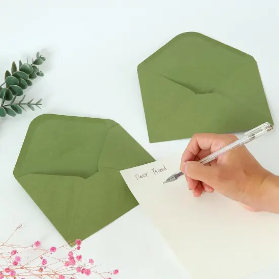 100 Pack 4x6 Envelopes, Contour Flap A4 Sage Green Envelopes for Invitation, ideal for Weddings, Baby shower, RSVP Card, Colorful Envelopes for Personalize Gift Cards, Birthday Party 4.5 x 6.4 Inches {4}