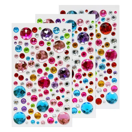 Wrapables 327pcs Acrylic Self Adhesive Crystal Rhinestone Gem Stickers, DIY, Arts & Crafts Supplies (3 sheets), Dots {1}
