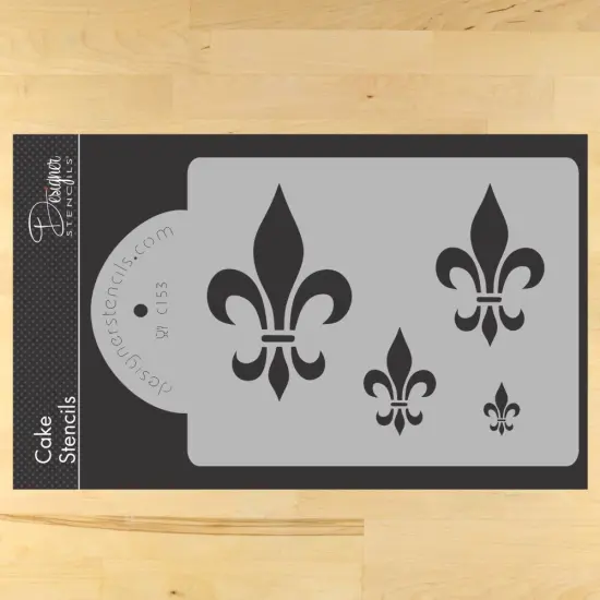 Fleur de Lis Cake Stencil Set: 4 Various Sizes | C153 by Designer Stencils | Stencils for Royal Icing, Airbrush, Dusting Powder | {1}