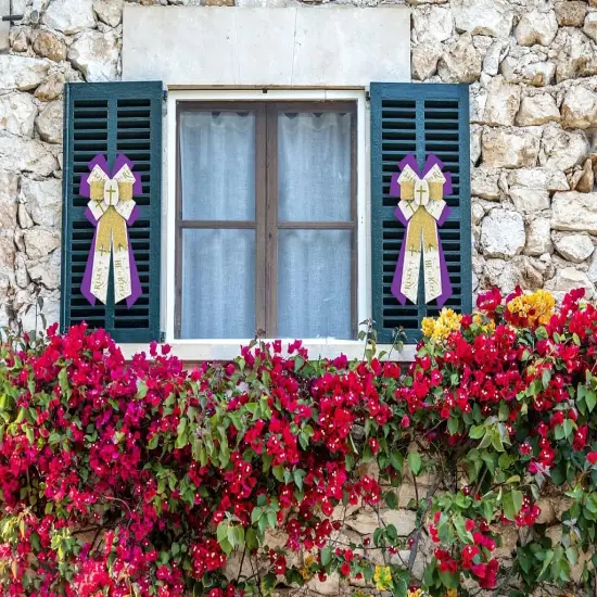 He is Risen Words Ribbon Bows Retro Easter Decor Bows for Easter Indoor Outdoor Decoration {3}