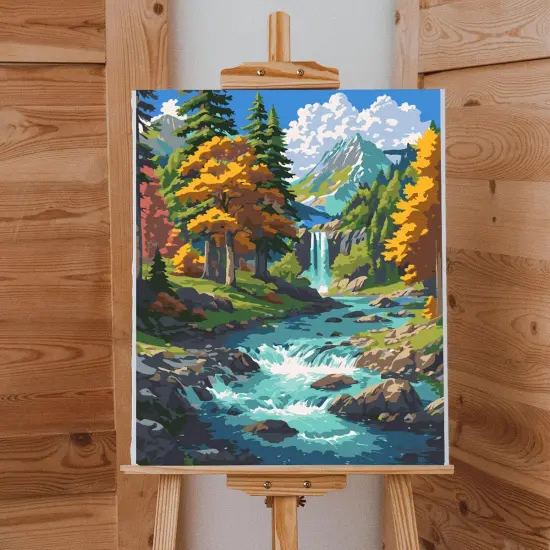 Mountain Stream Paint by Numbers Kit for Adults Mountains Canvas Painting Kit Beginner Landscape Oil Paint by Number Kits National Parks Kit for Adults Beginners 16x 20 in {3}