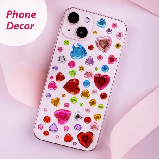 Wrapables 327pcs Acrylic Self Adhesive Crystal Rhinestone Gem Stickers, DIY, Arts & Crafts Supplies (3 sheets), Hearts {3}