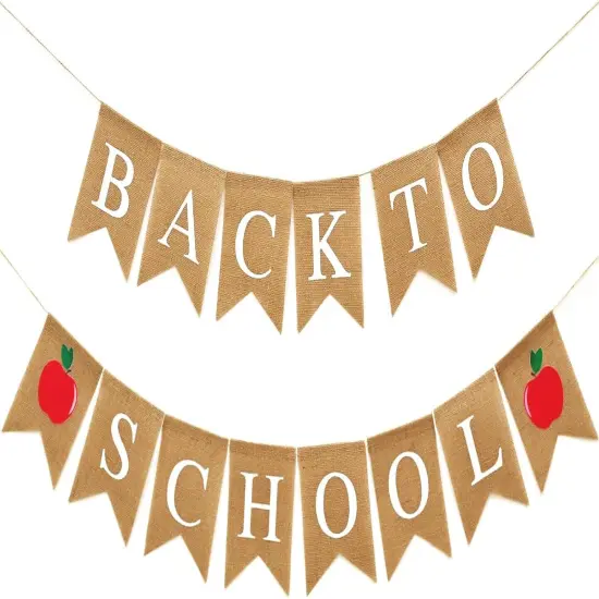 Back to School Decorations Banner Burlap {1}