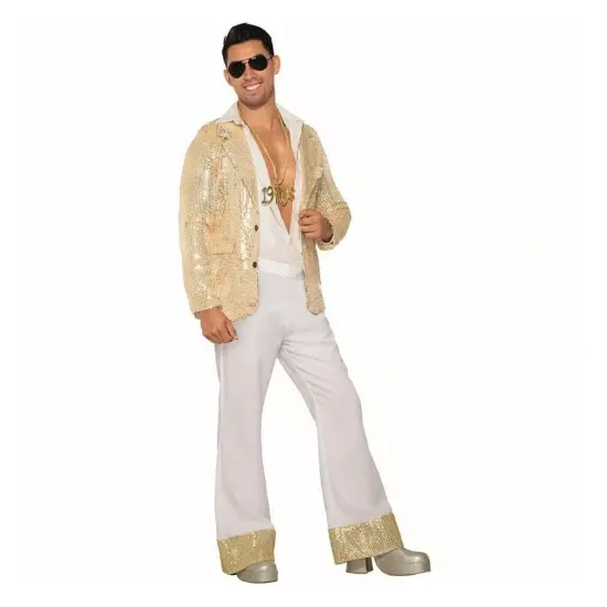 Men's Costume Disco Pants, White {2}
