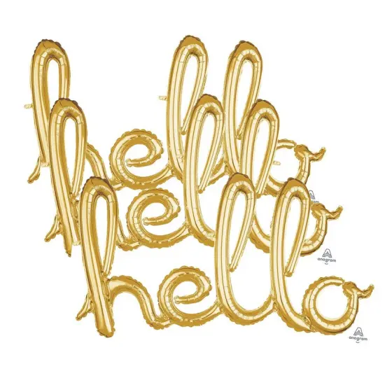 Anagram&reg; 39 Inch Hello Gold Script Phrase Balloon {5}