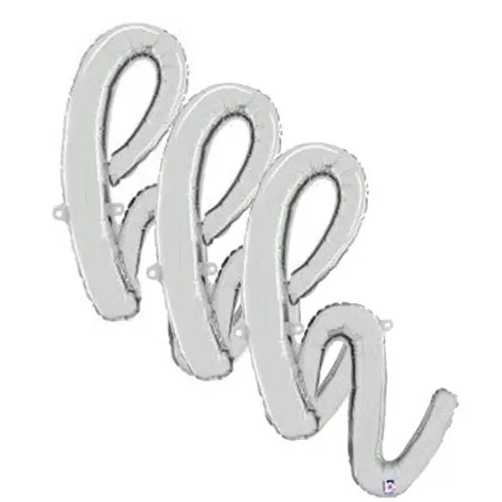 24 Inch Script Letter H Silver Air Fill Only Balloon {3}