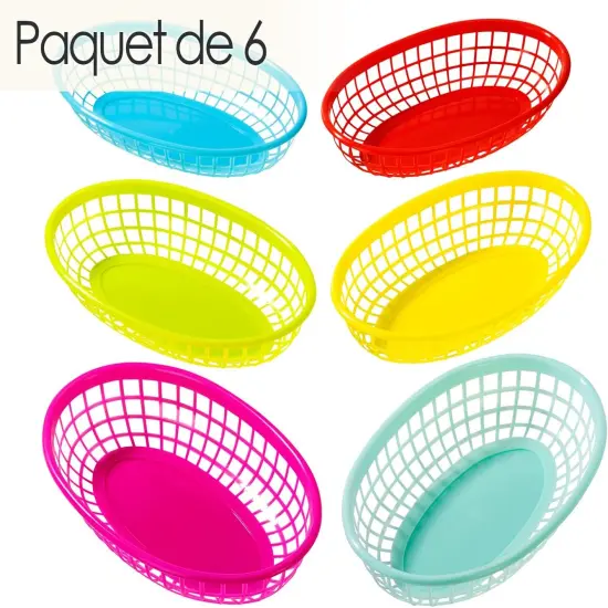 Cuban Fiesta Multicolor Plastic Food Baskets for a Picnic or Birthday, Multicolor (6 Pack) {4}