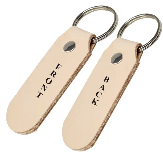 2 Sided Leather Key Chains 10 Pack-Customize it for Promotional Gifts, Fundraising, Events, Wedding - Engrave on Both Sides Natural-oval {7}