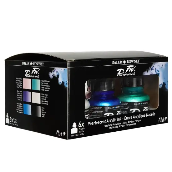 Daler-Rowney FW Acrylic Ink Set 6/Pkg-Pearlescent {3}