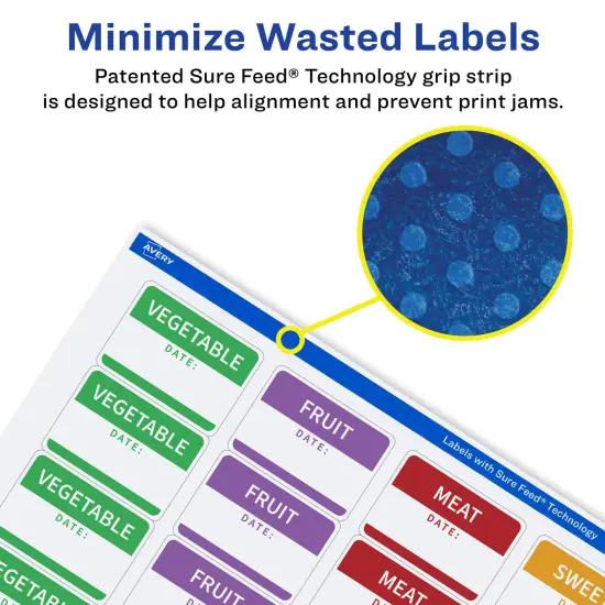 Avery Matte White Removable Rectangle Labels with Sure Feed Technology, 1" x 2.5" {4}
