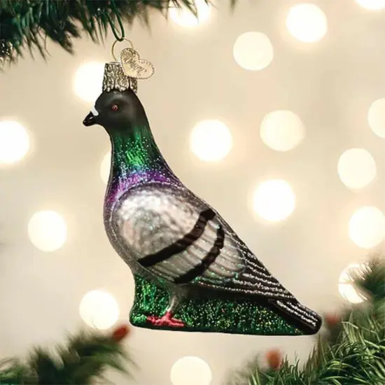 Old World Christmas 4.0 Inch Pigeon Tree Ornament , Ornament Navigate Skill Silver {4}