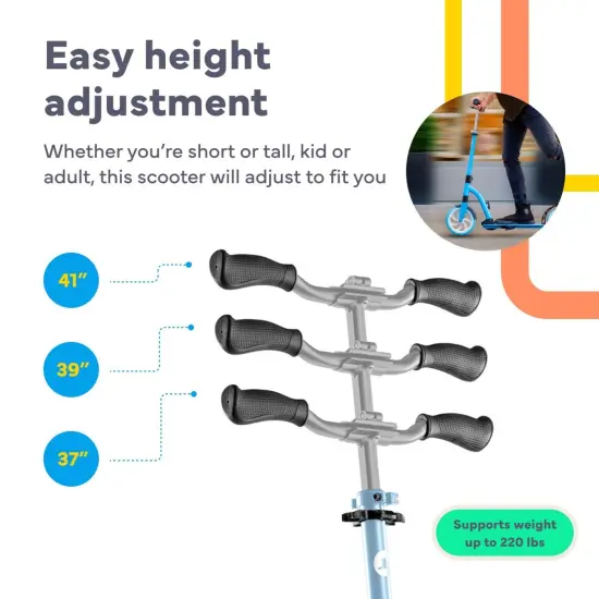 LaScoota Kick Scooter for Adults & Teens. Perfect for Ages 8-14 and Men & Women. Lightweight Foldable Adult Scooter Large Sturdy Wheels Blue {2}