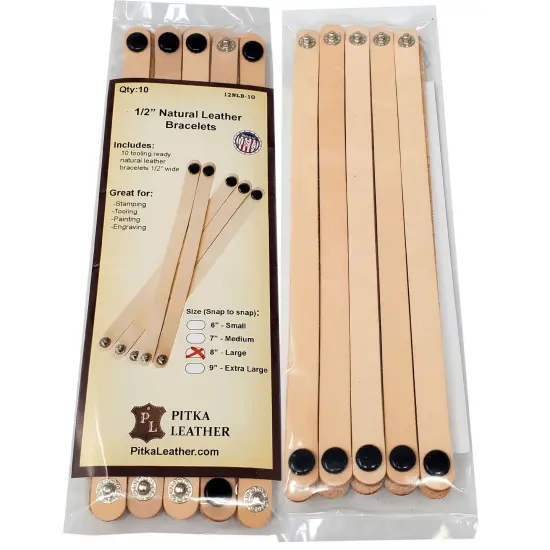 10 Pack 1/2 Inch Leather Bracelets Blank-Hand Stamping, Tooling, Engraving {7}