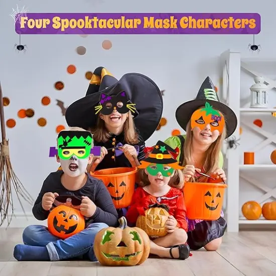 4E&rsquo;s Novelty 12 Halloween DIY Masks for Kids &ndash; Self Adhesive Foam Craft Kit with 4 Designs, No Glue Needed, Mess-Free Halloween Crafts for Kids Ages 3-5, 4-8, Party Favors & Classroom Activities {3}