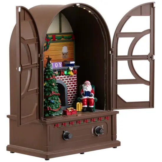 Northlight LED Lighted and Musical Retro Radio with Santa Scene Christmas Decoration - 12.5" Brown {6}
