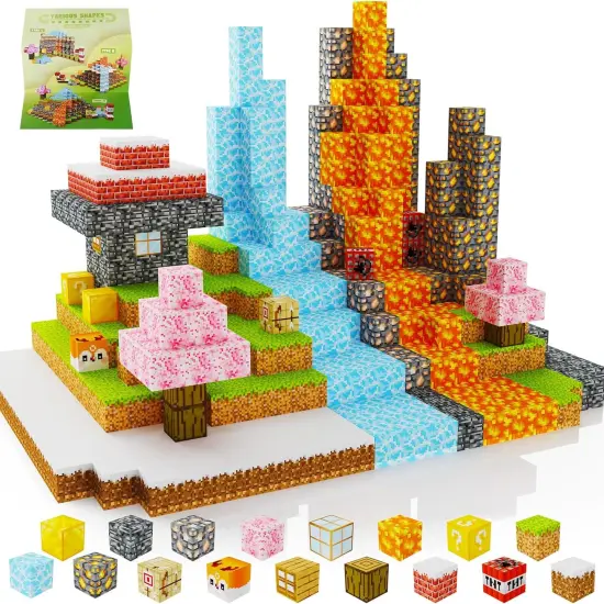 Magnetic Blocks 100PCS,Mine World Craft Toys for Boys 6-8,Magnetic Cubes for Kids,Magnetic Toys,Stress Relief Building Blocks,Magnetic Building Cubes0.8In,Puzzle Games,Building Toys {1}