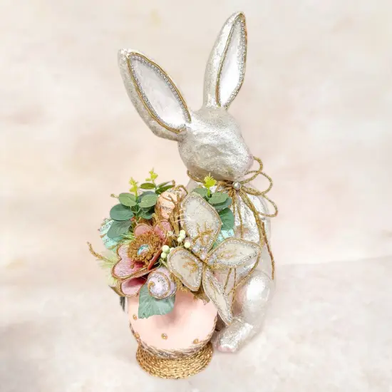Easter Elegant Bunny with Floral Butterfly Pot {2}
