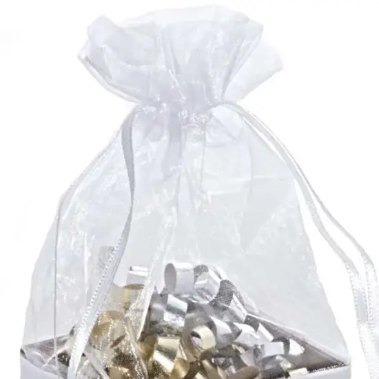 Box On The Bottom Organza Bags 2 1/2 '' X 2 7/8 '' X 6 1/2 '' Gifts White {5}
