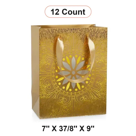 Medallion Euro Totes 7'' x 3 7/8'' x 9'' for Elegant Packaging Gold {1}